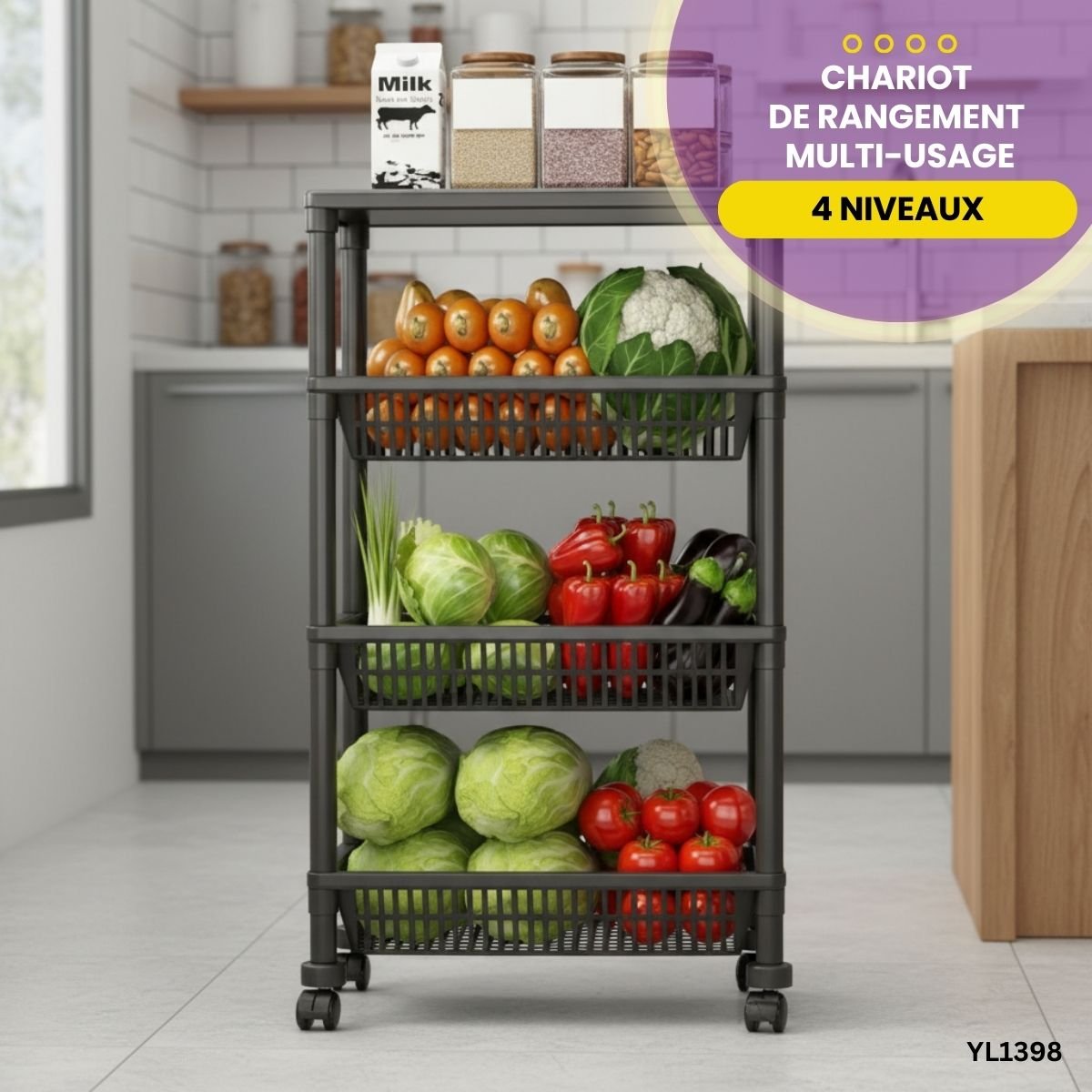 Chariot de Rangement Multi-Usage YL1398 – Image 4