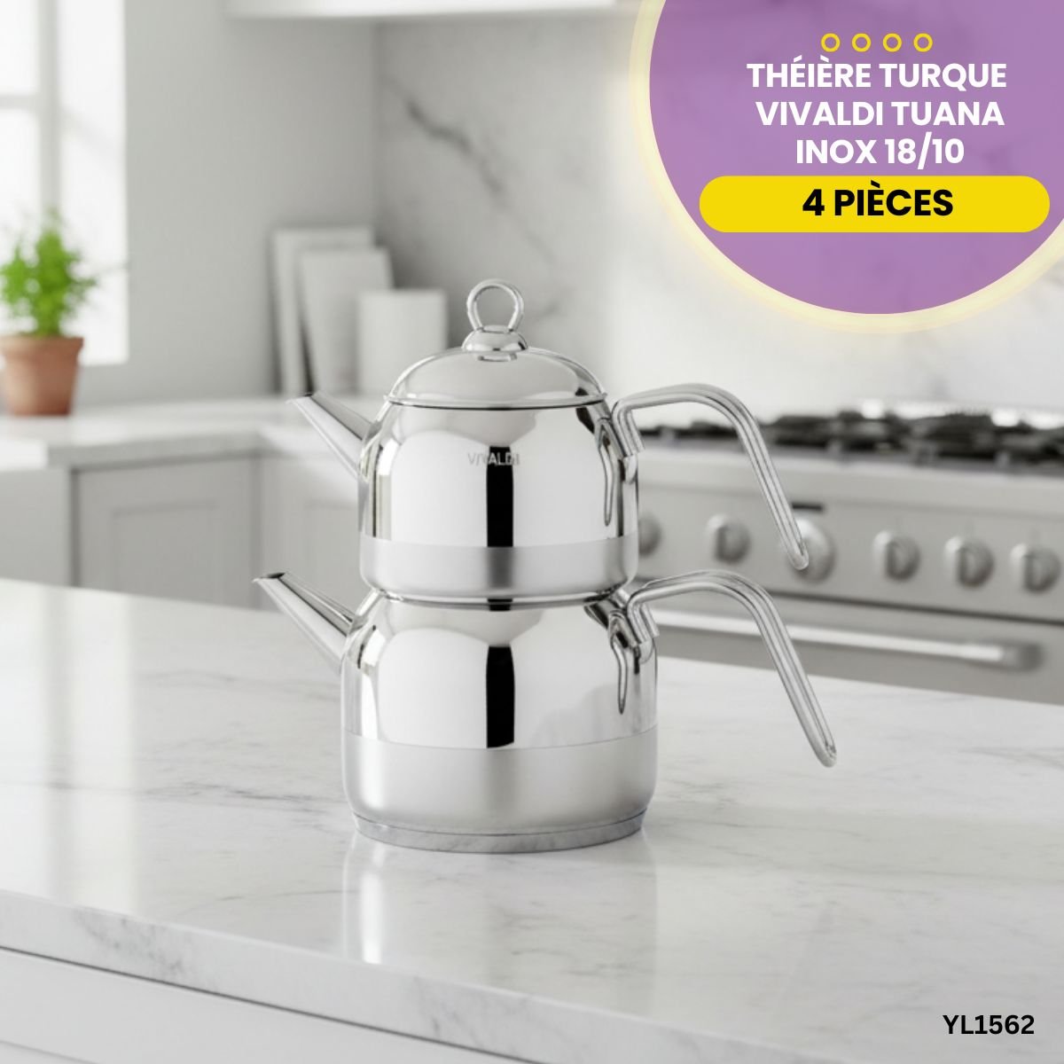 Théière Turque Vivaldi Tuana Inox YL1562 – Image 4