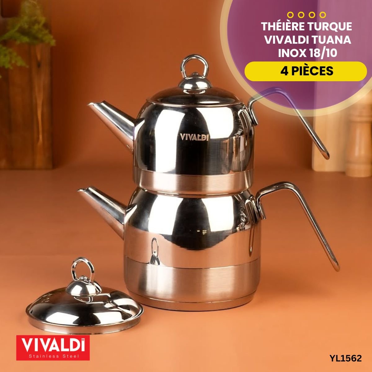 Théière Turque Vivaldi Tuana Inox YL1562