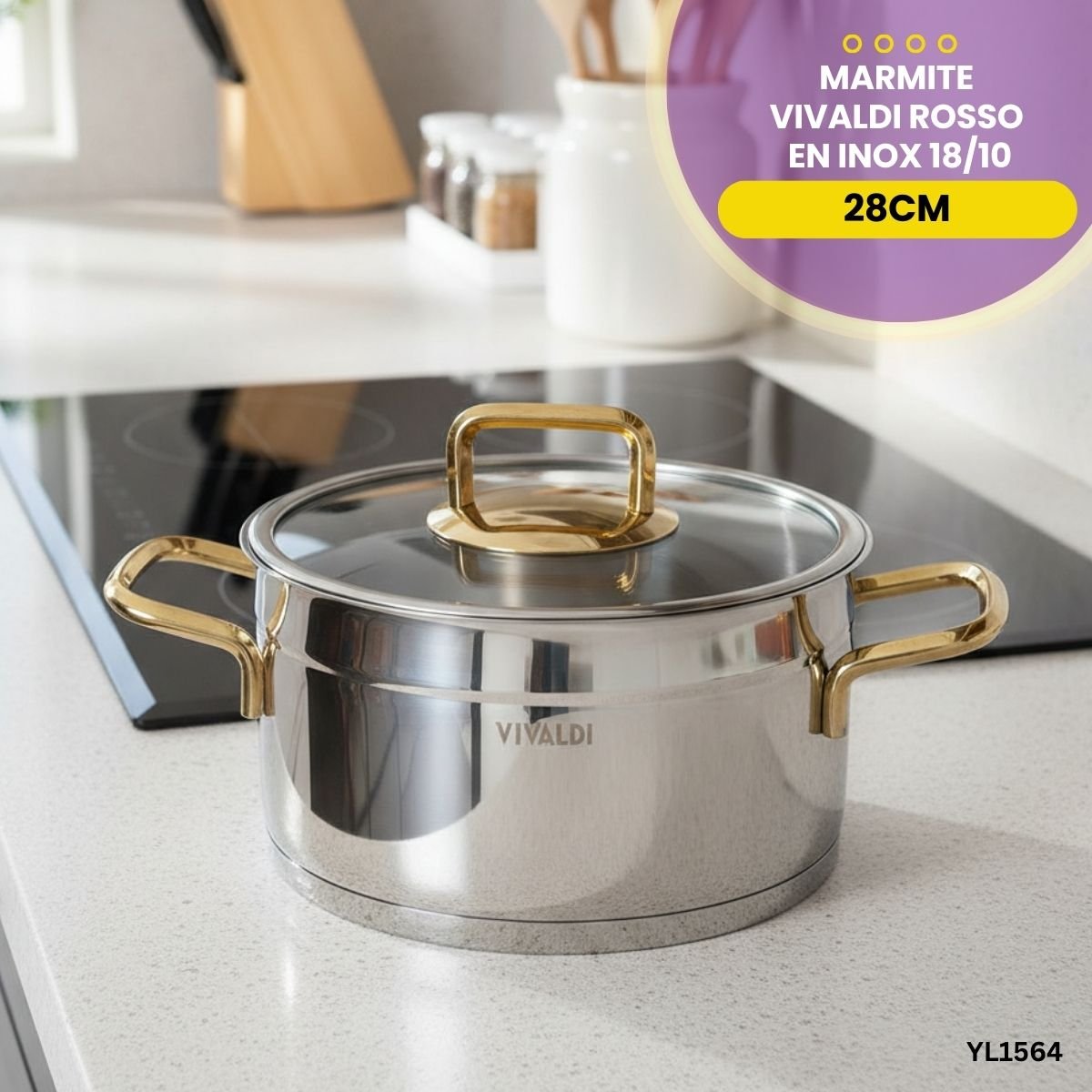 Marmite Vivaldi Rosso 28 cm En Inox YL1564