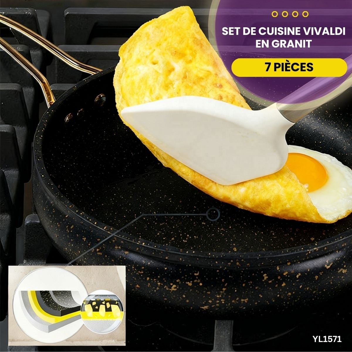 Set de Cuisine Vivaldi en Granit YL1571 – Image 4