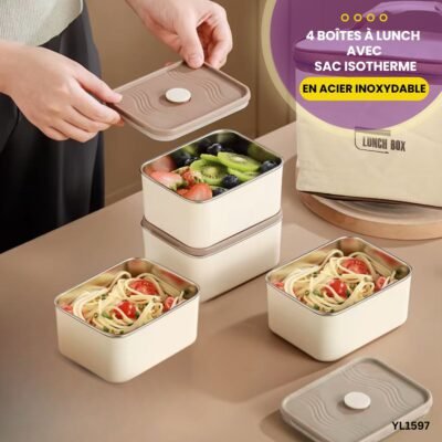4 Boîtes à lunch avec sac isotherme YL1597