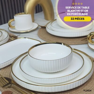Service de Table 32 Pièces Blanche-Or YL1614