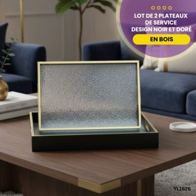Lot de 2 Plateaux Noir et Doré YL1626