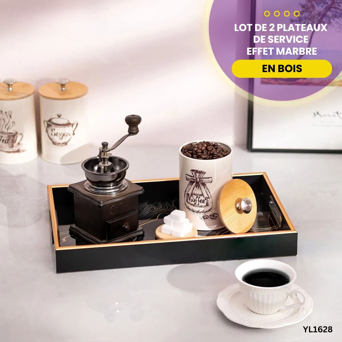 Lot de 2 Plateaux Effet Marbre YL1628 – Image 4