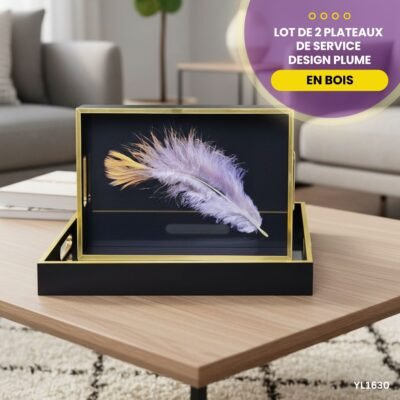Lot de 2 Plateaux Design Plume YL1630