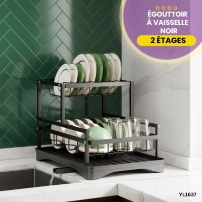 Égouttoir à Vaisselle 2 Étages Noir YL1637
