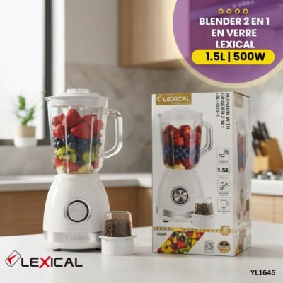 Blender 2 en 1 en Verre Lexical 1.5L YL1645