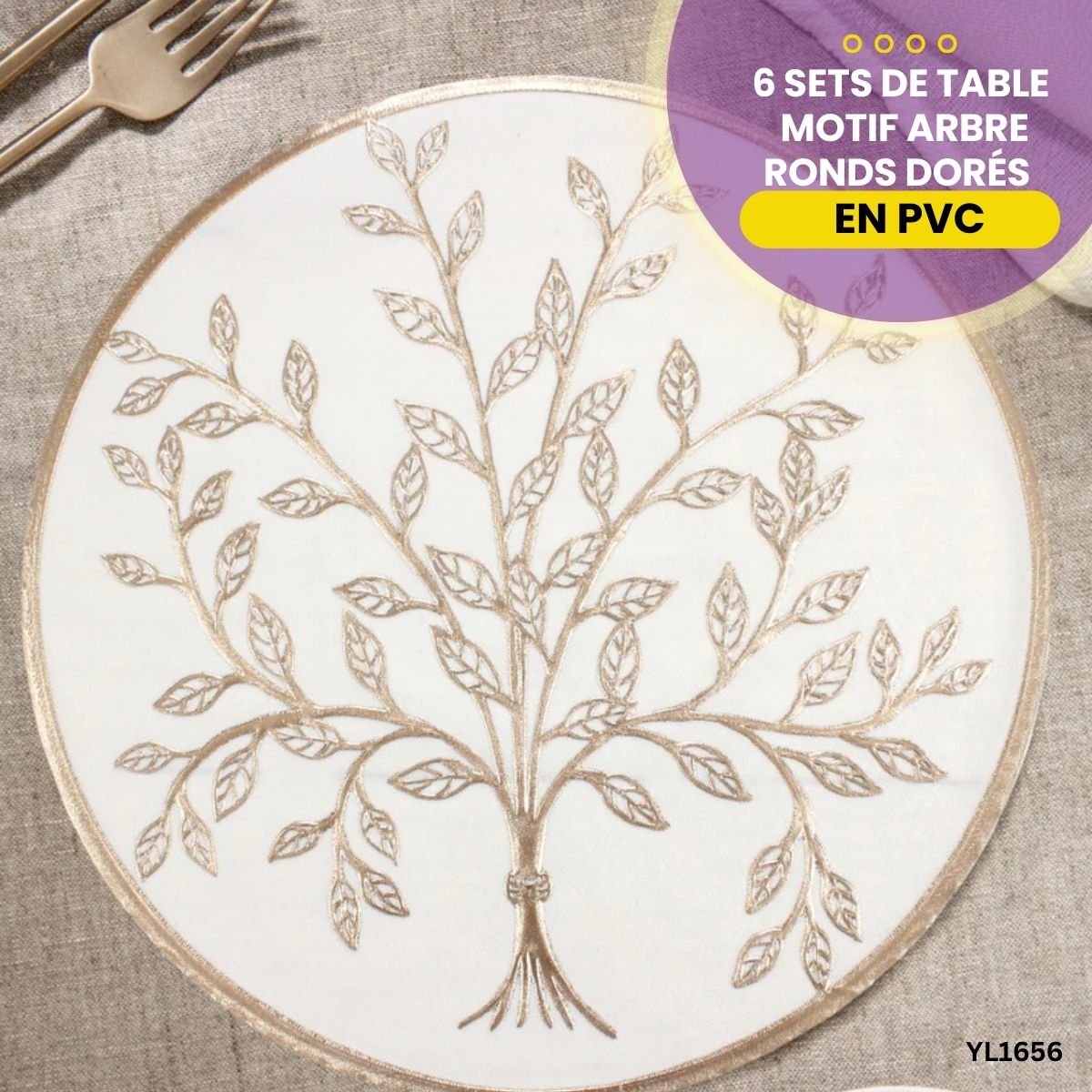 6 Sets de Table Motif Arbre en PVC YL1656 – Image 3