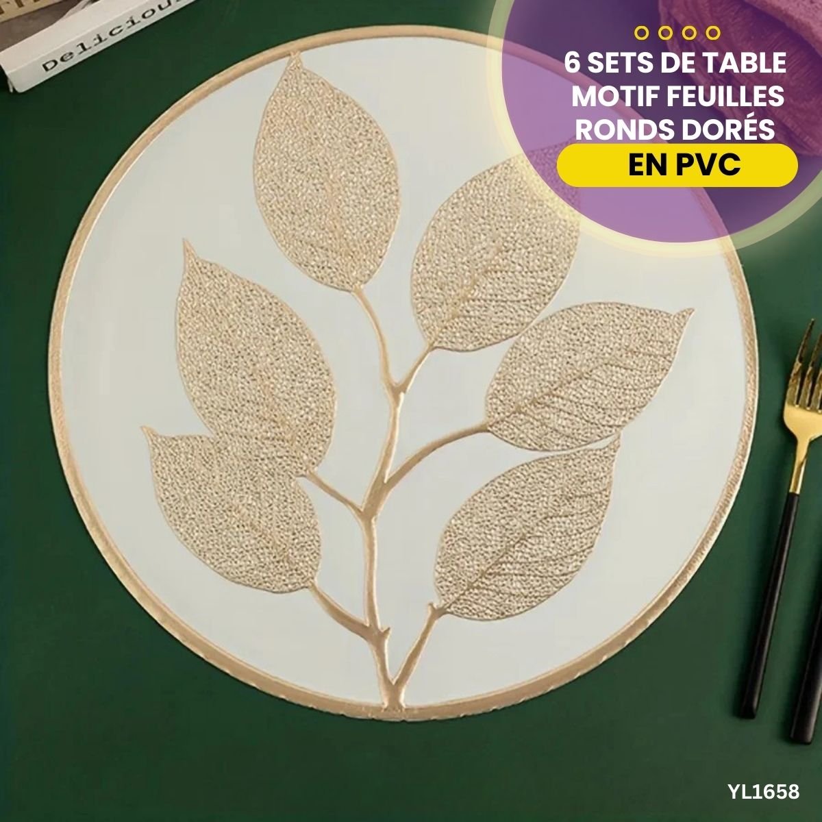 6 Sets de Table Motif Feuilles en PVC YL1658 – Image 3