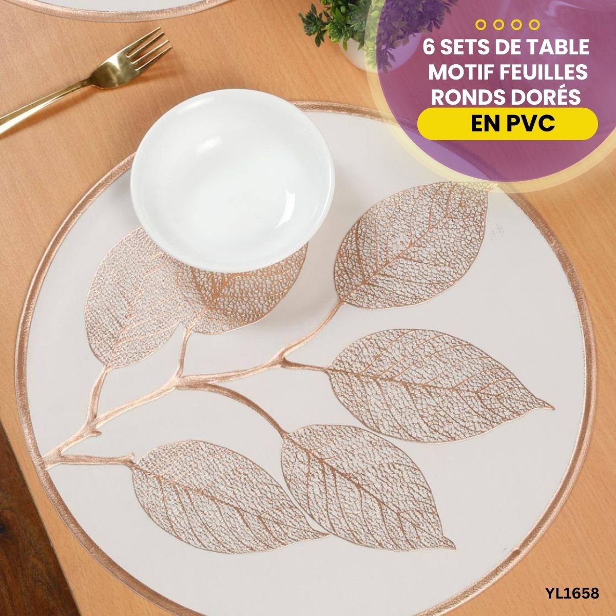 6 Sets de Table Motif Feuilles en PVC YL1658
