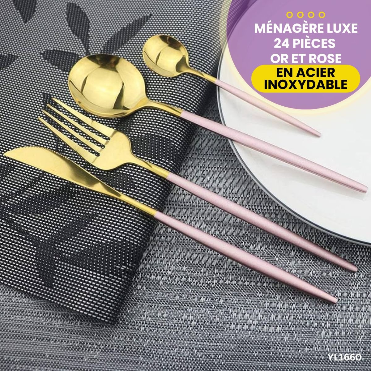 Ménagère 24 Pcs Luxe Acier Inoxydable YL1660