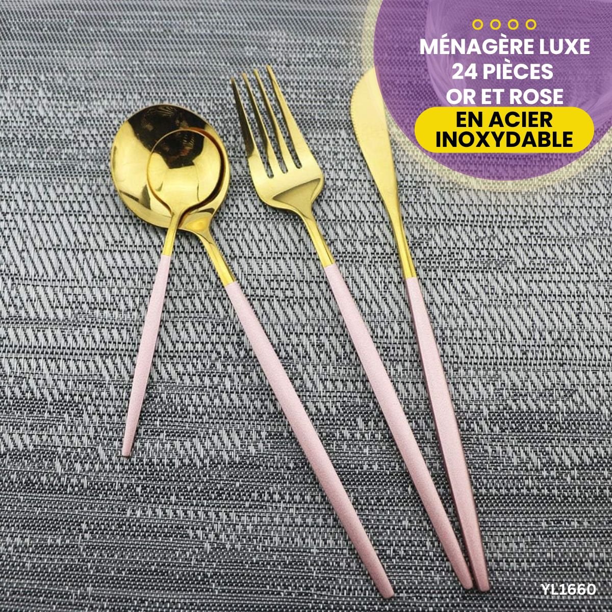 Ménagère 24 Pcs Luxe Acier Inoxydable YL1660 – Image 3