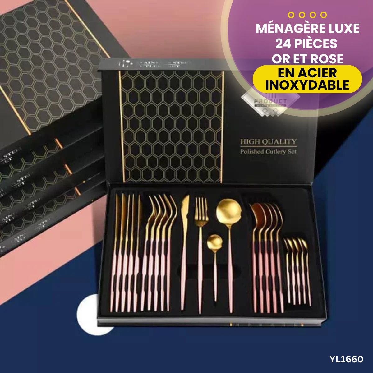 Ménagère 24 Pcs Luxe Acier Inoxydable YL1660 – Image 2
