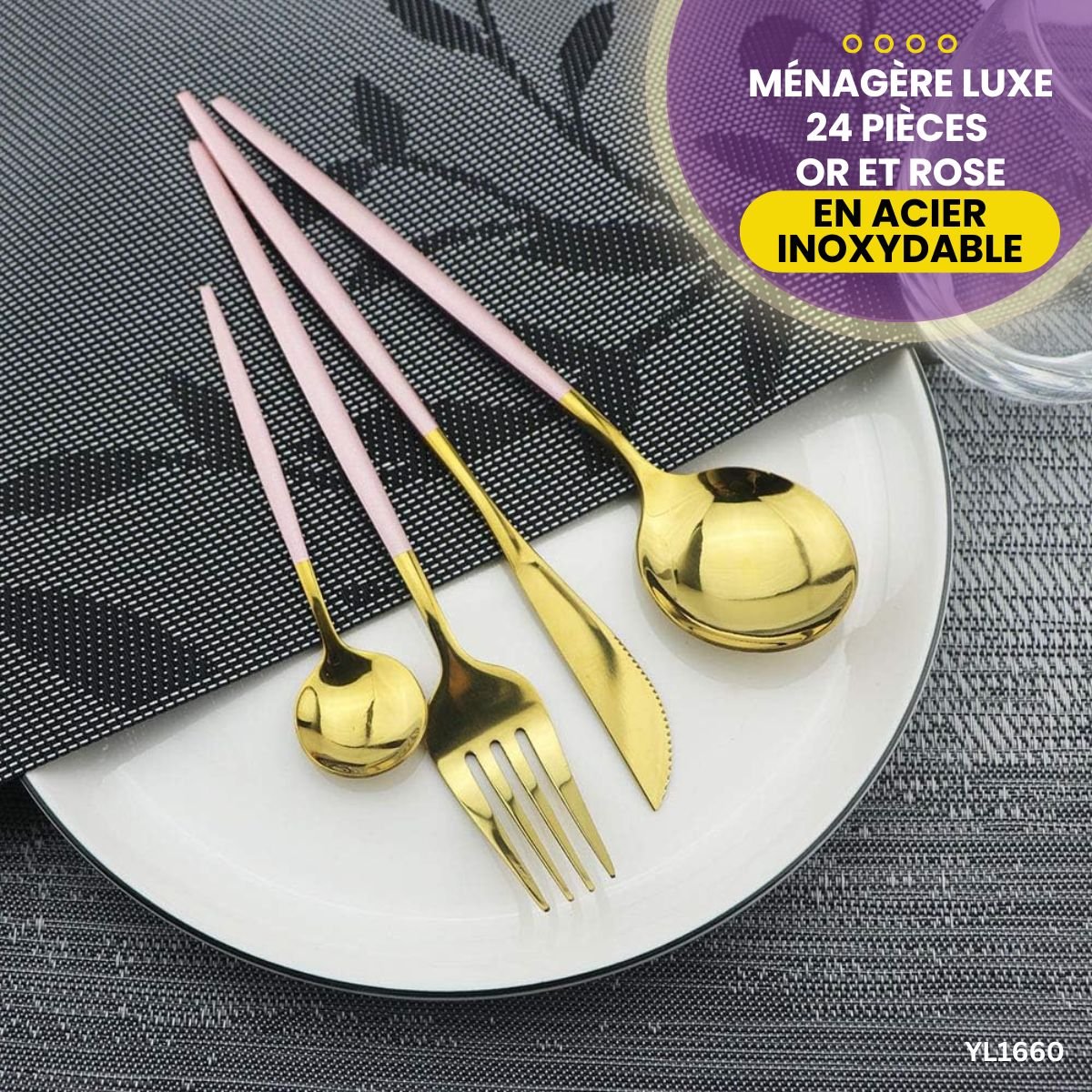 Ménagère 24 Pcs Luxe Acier Inoxydable YL1660 – Image 4