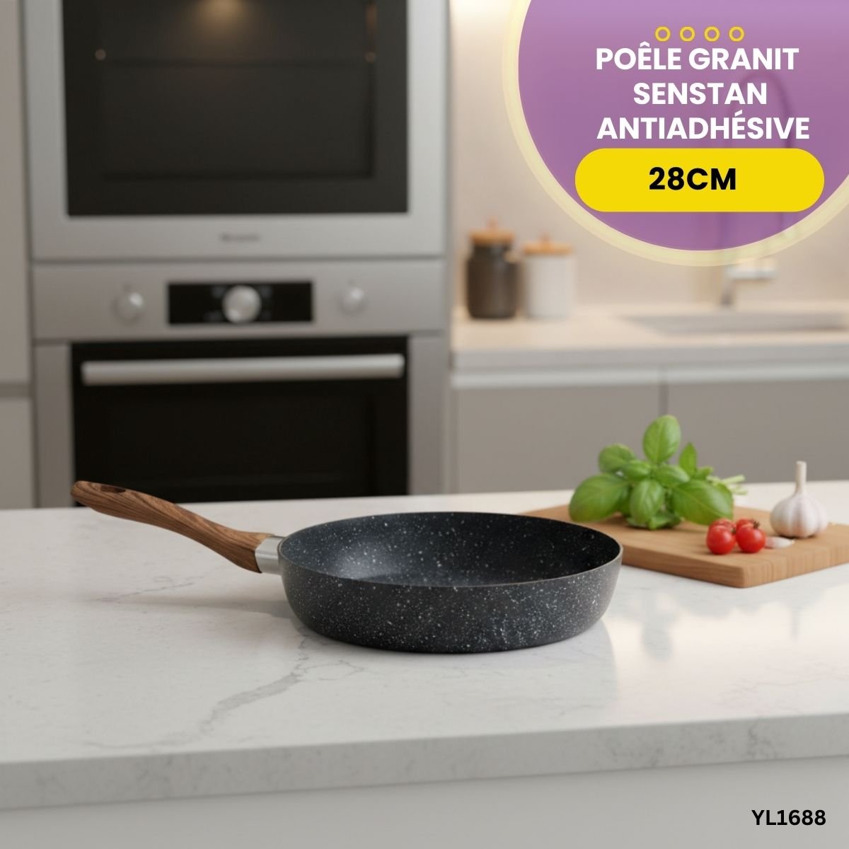 Poêle Granit Senstan 28cm YL1688 – Image 3