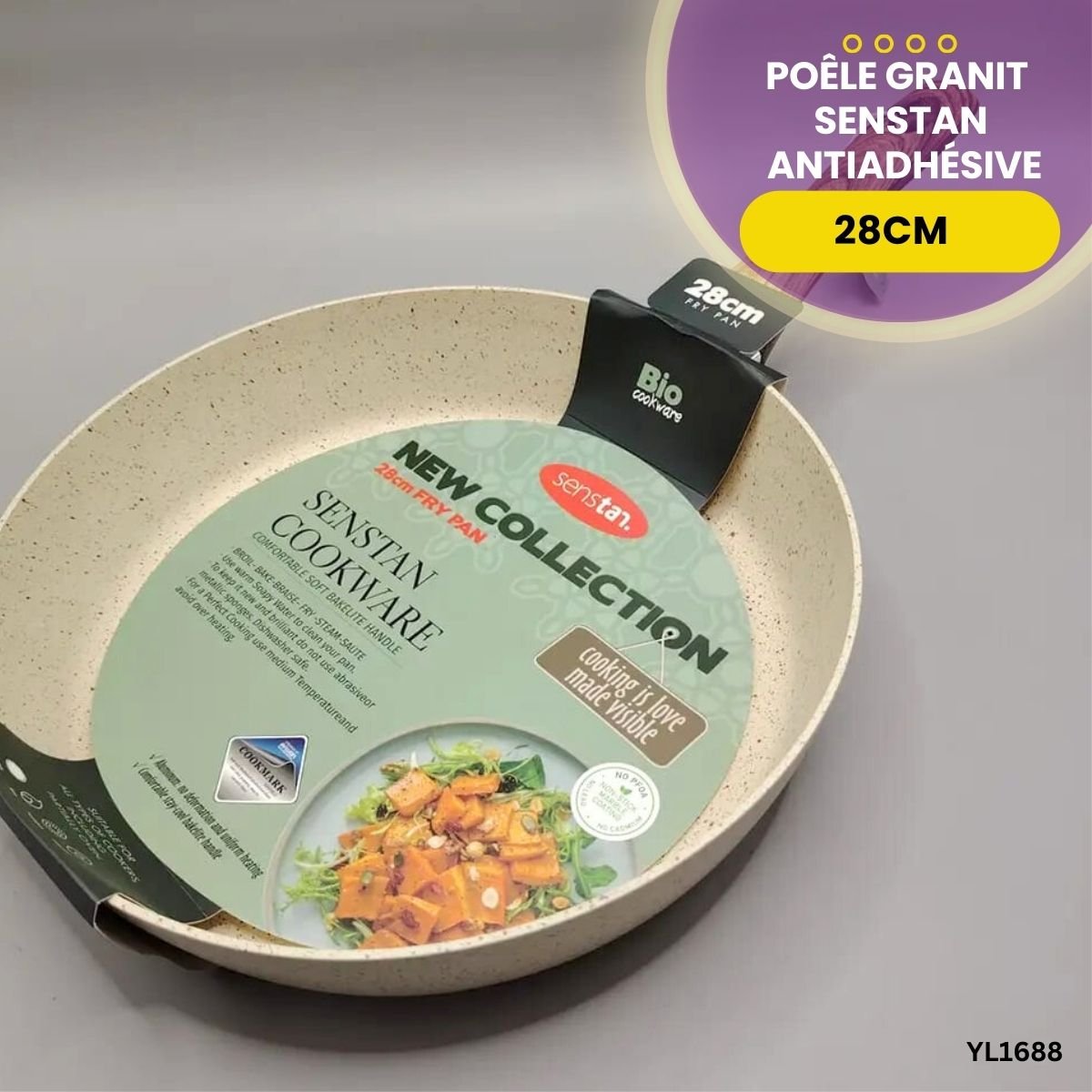 Poêle Granit Senstan 28cm YL1688 – Image 4