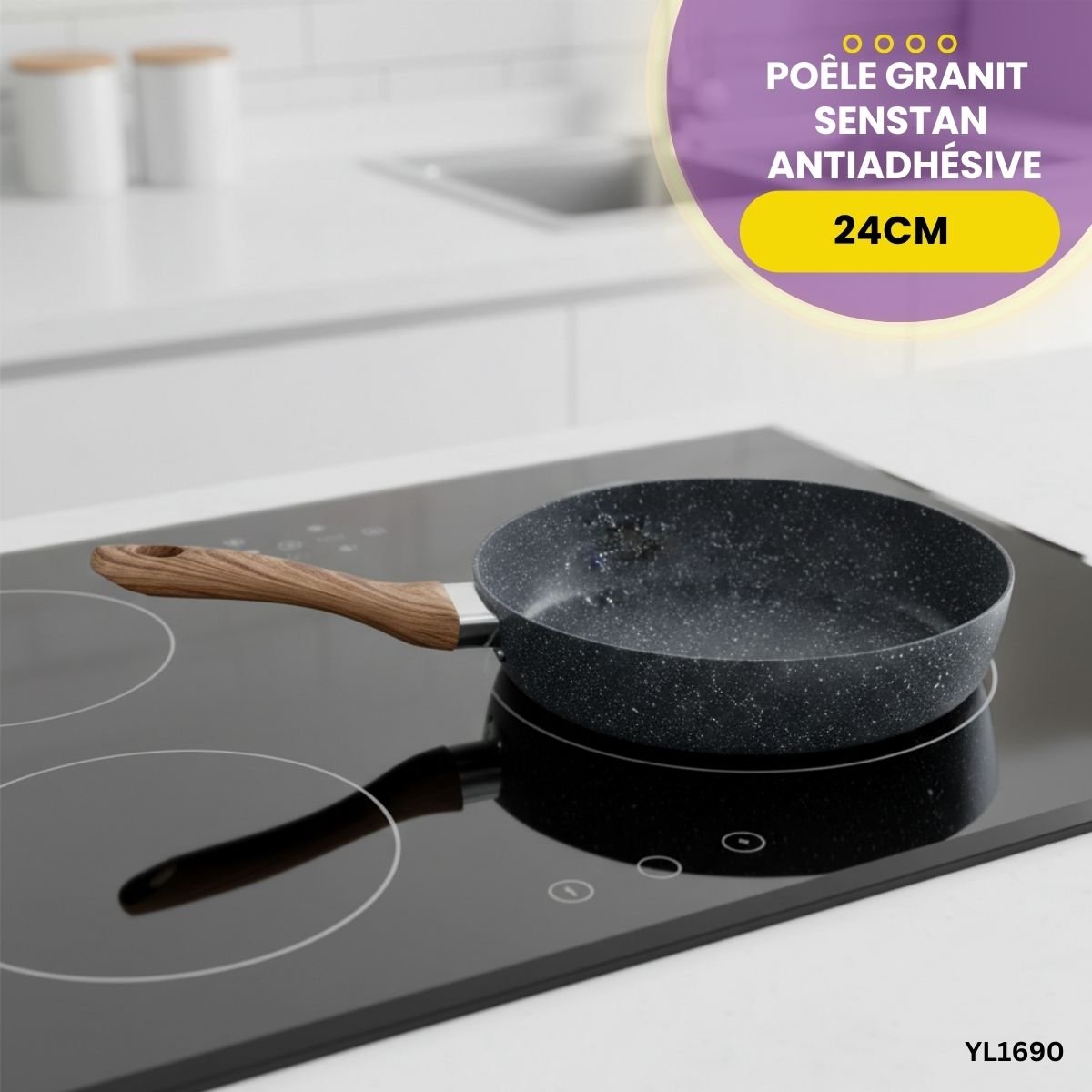 Poêle Granit Senstan 24cm YL1690 – Image 3