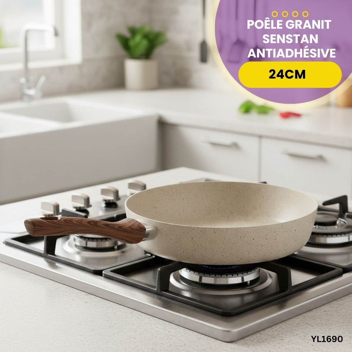 Poêle Granit Senstan 24cm YL1690 – Image 2