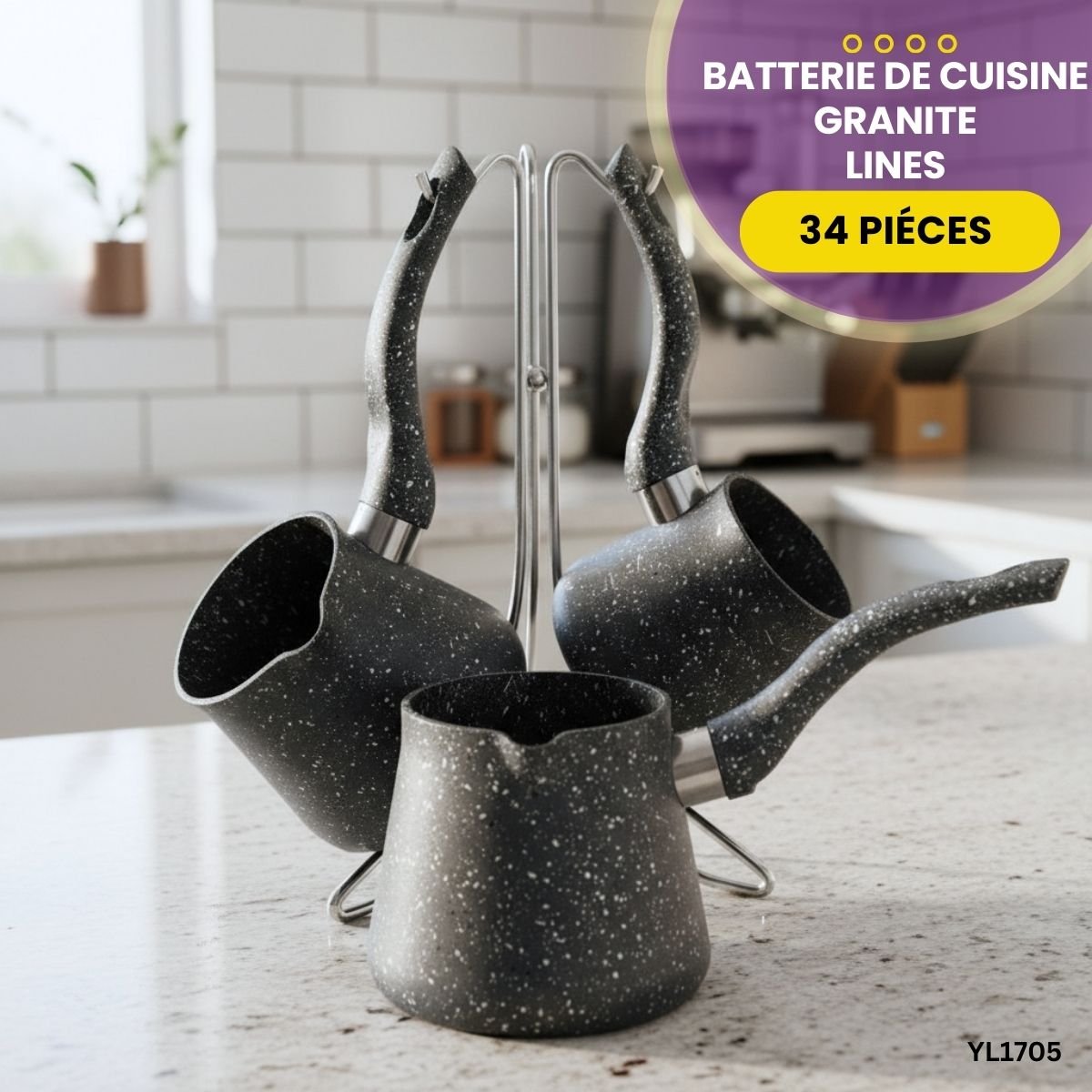 Batterie Granite 34 Pièces Lines YL1705 – Image 3