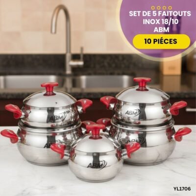Set de 5 Faitouts Inox 18/10 ABM YL1706