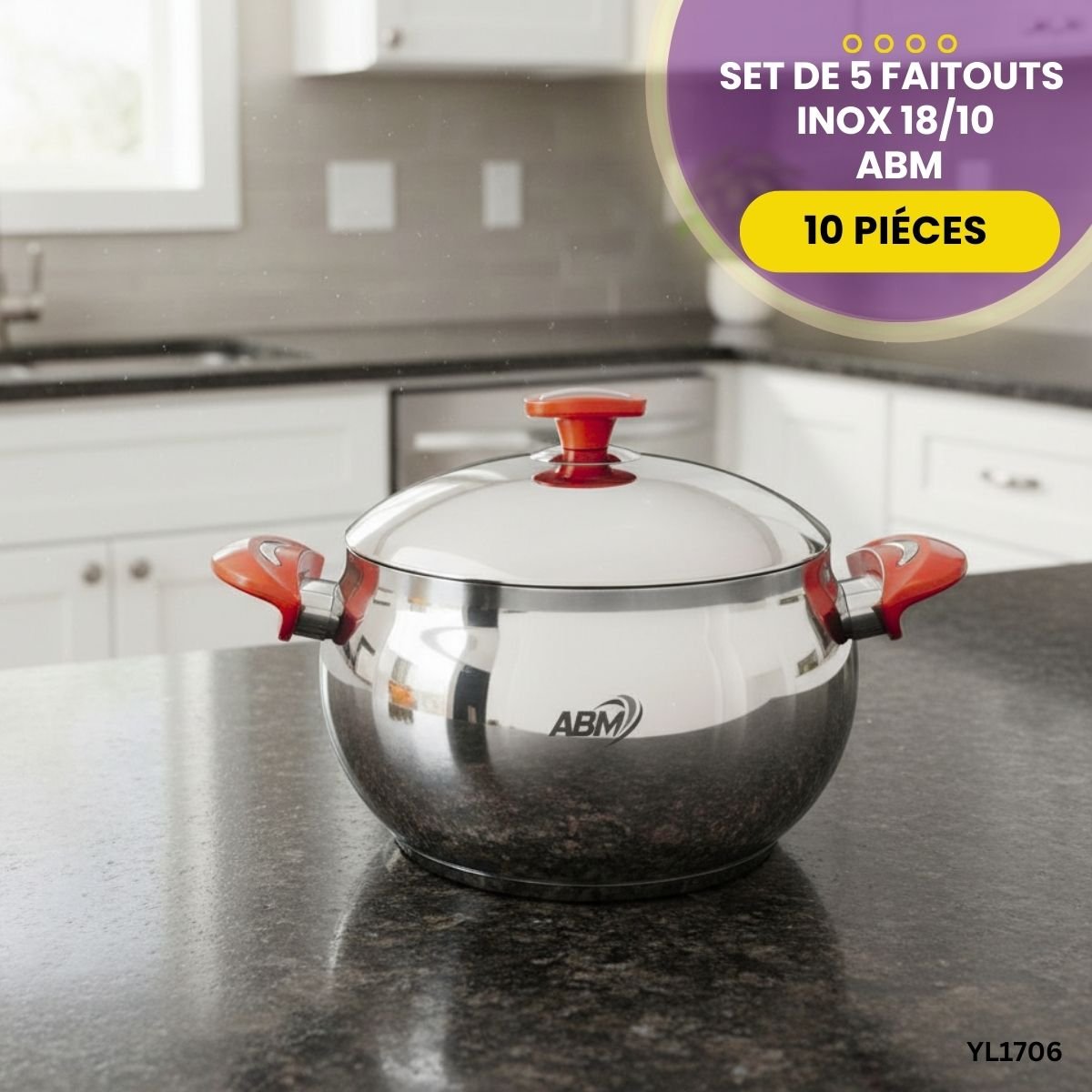 Set de 5 Faitouts Inox 18/10 ABM YL1706 – Image 2