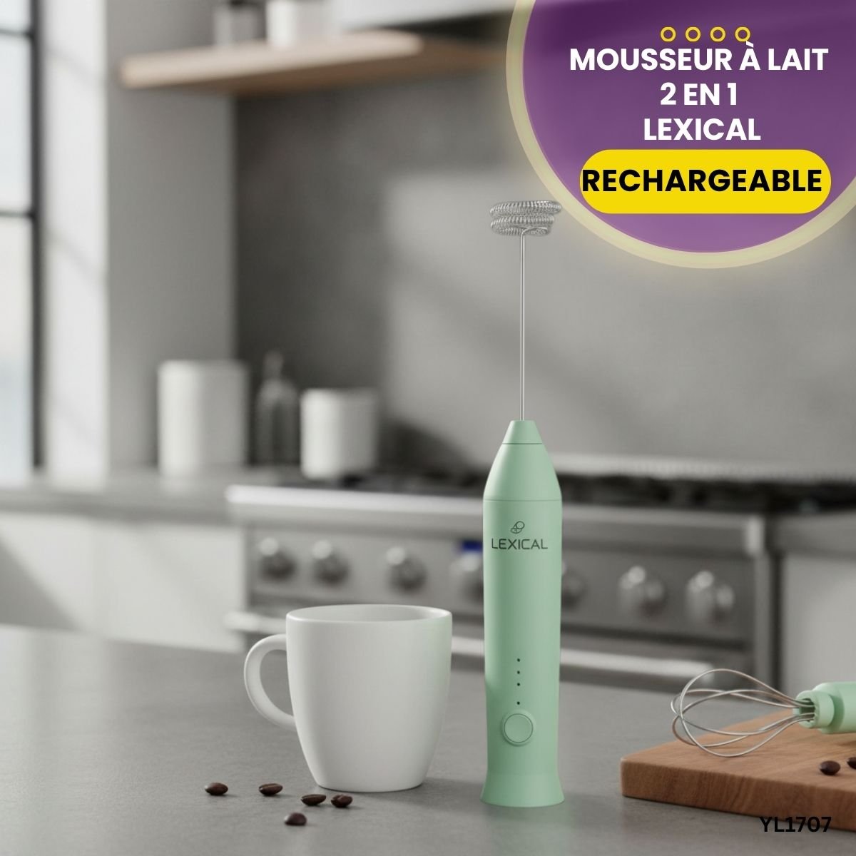 Mousseur à Lait 2 en 1 Lexical YL1707 – Image 2