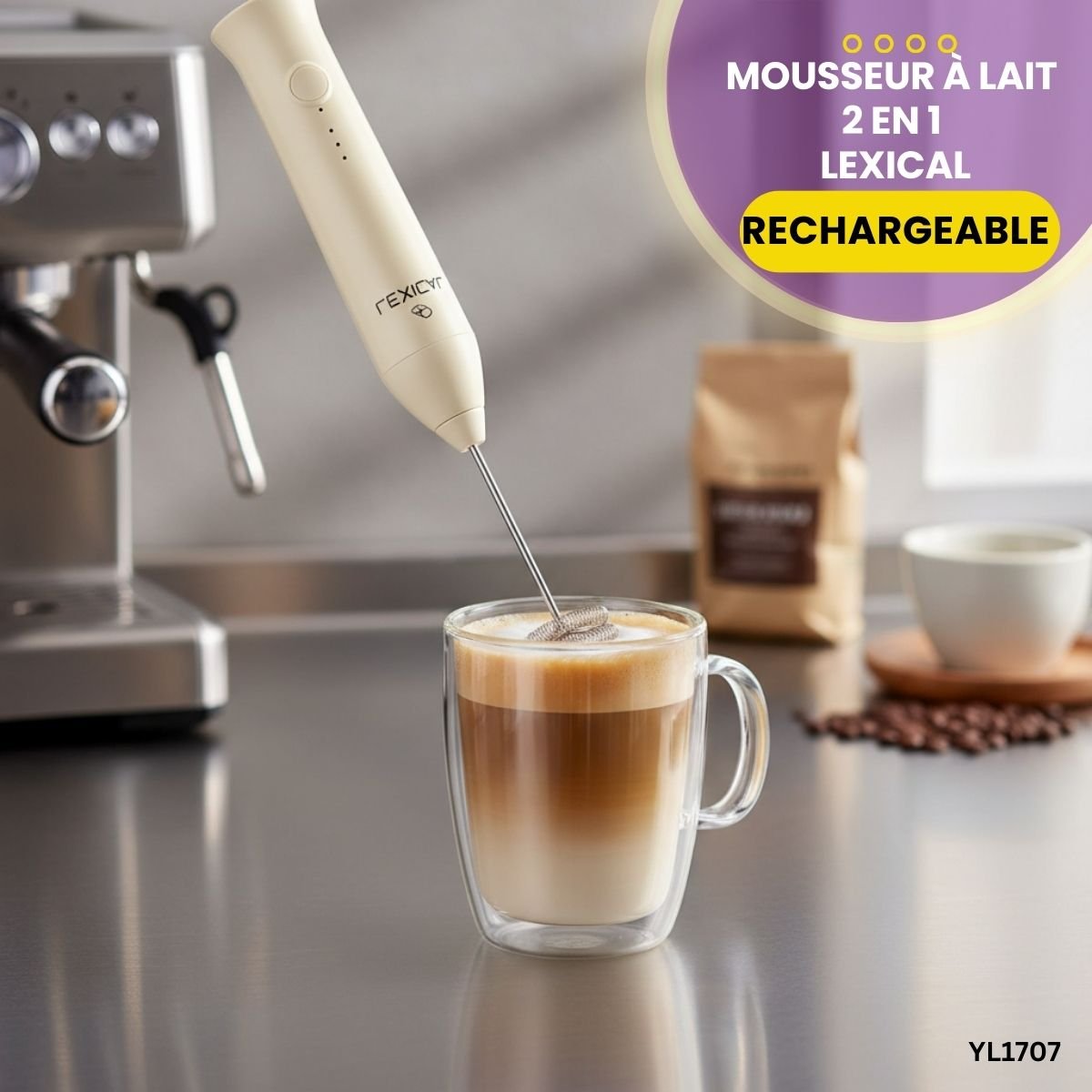 Mousseur à Lait 2 en 1 Lexical YL1707 – Image 4
