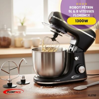 Robot Pétrin 5L & 8 Vitesses Florence YL1732 - Noir