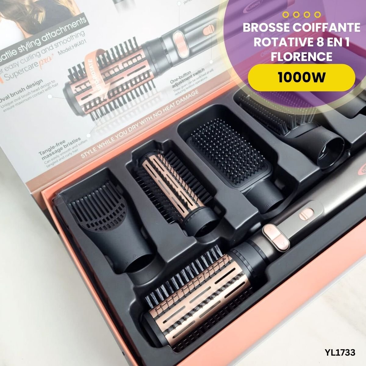 Brosse Coiffante 8en1 Florence YL1733 – Image 4