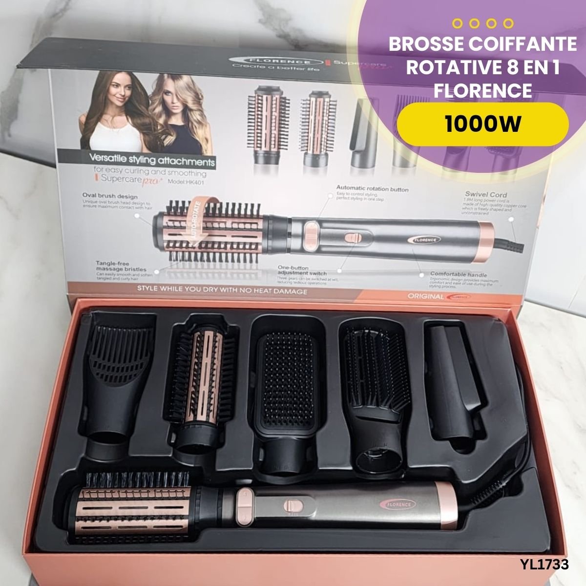 Brosse Coiffante 8en1 Florence YL1733 – Image 3