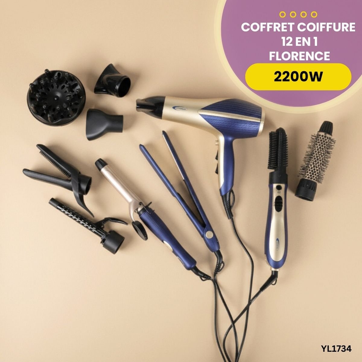 Coffret Coiffure 12 en 1 Florence YL1734 – Image 2