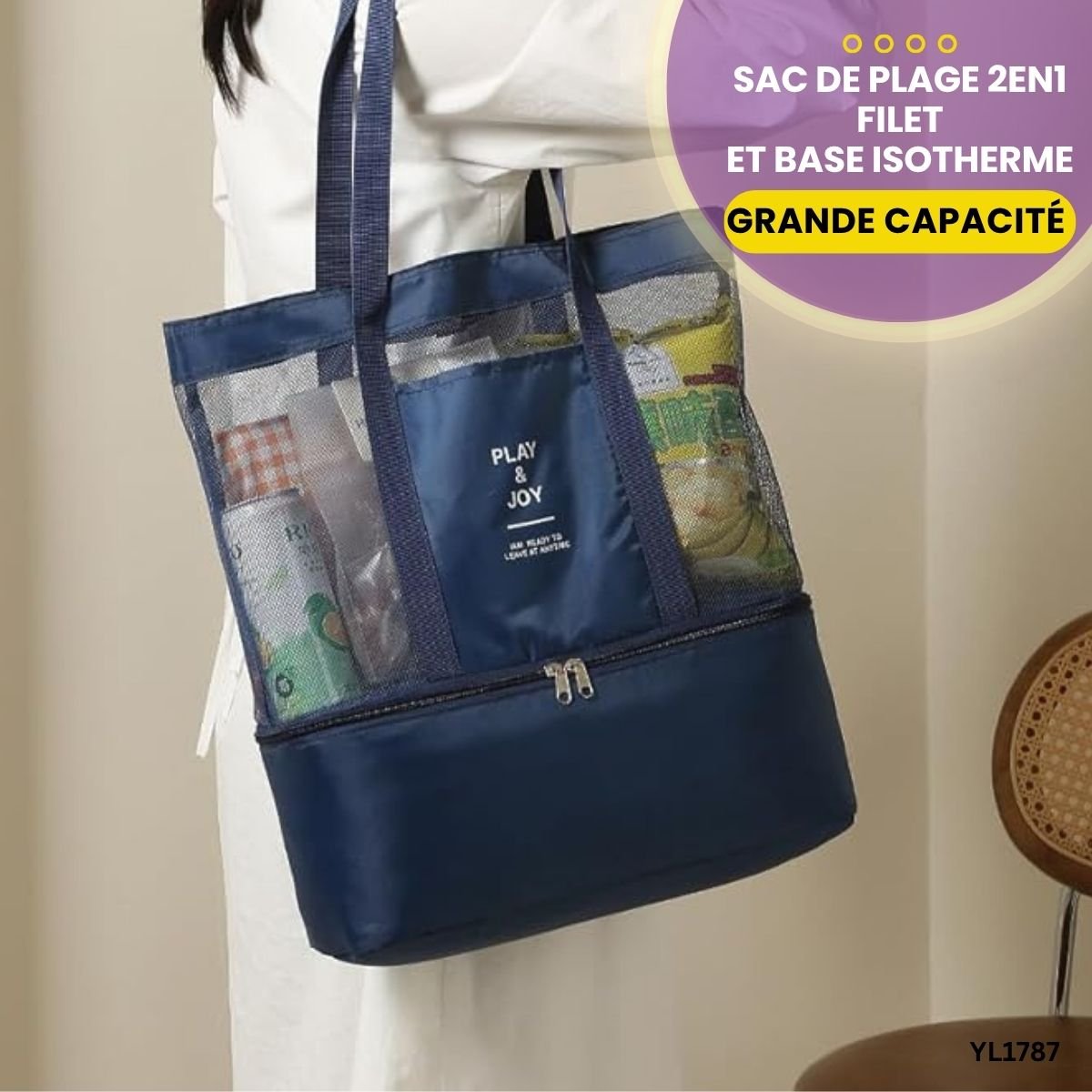Sac de Plage 2En1 Filet Isotherme YL1787 – Image 6