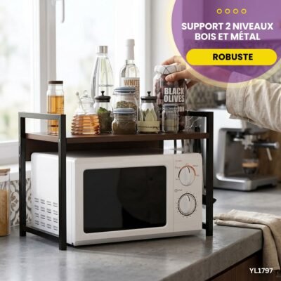 Support 2 Niveaux Bois et Métal YL1797