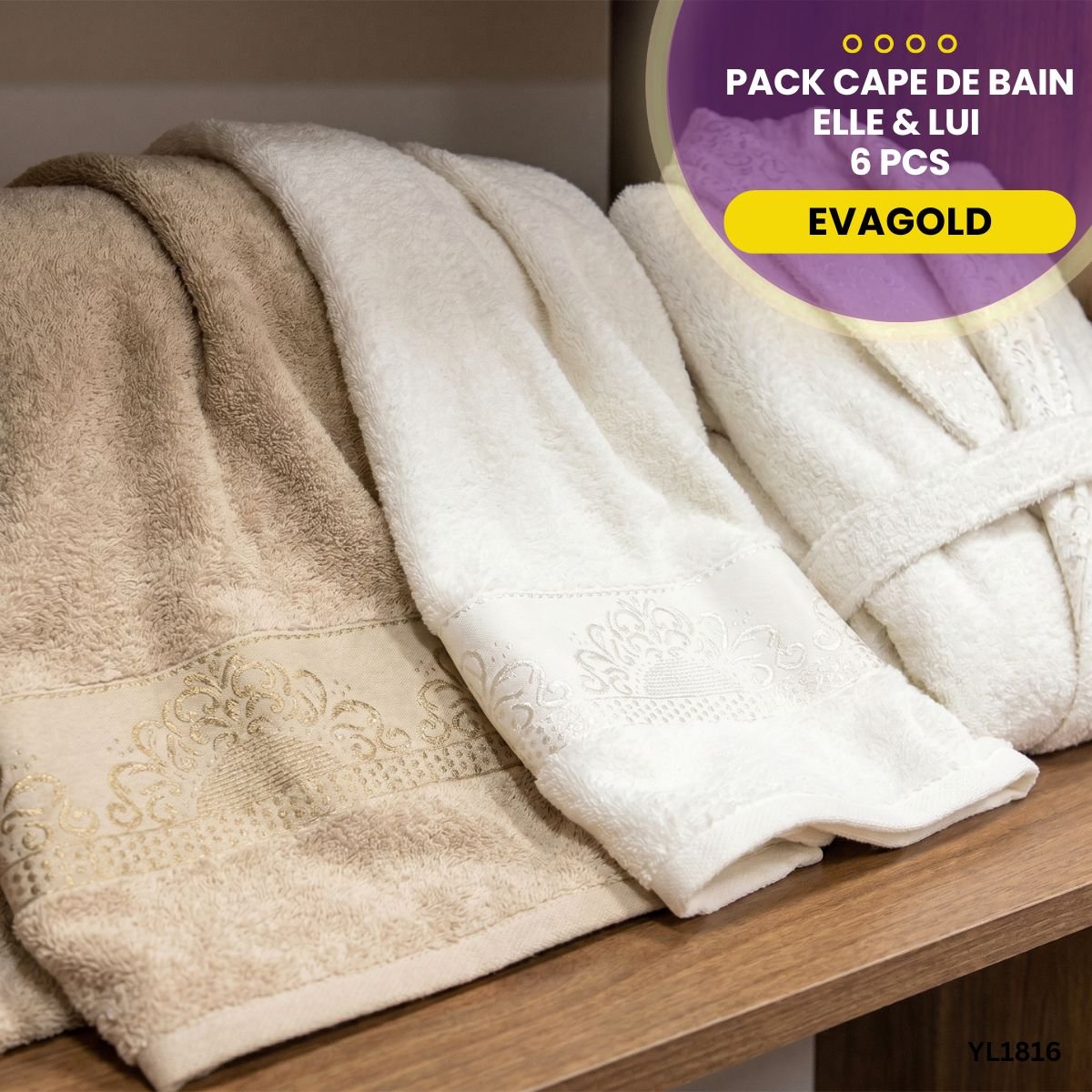 Pack Cape de Bain 6 Pcs EvaGold YL1816 – Image 10