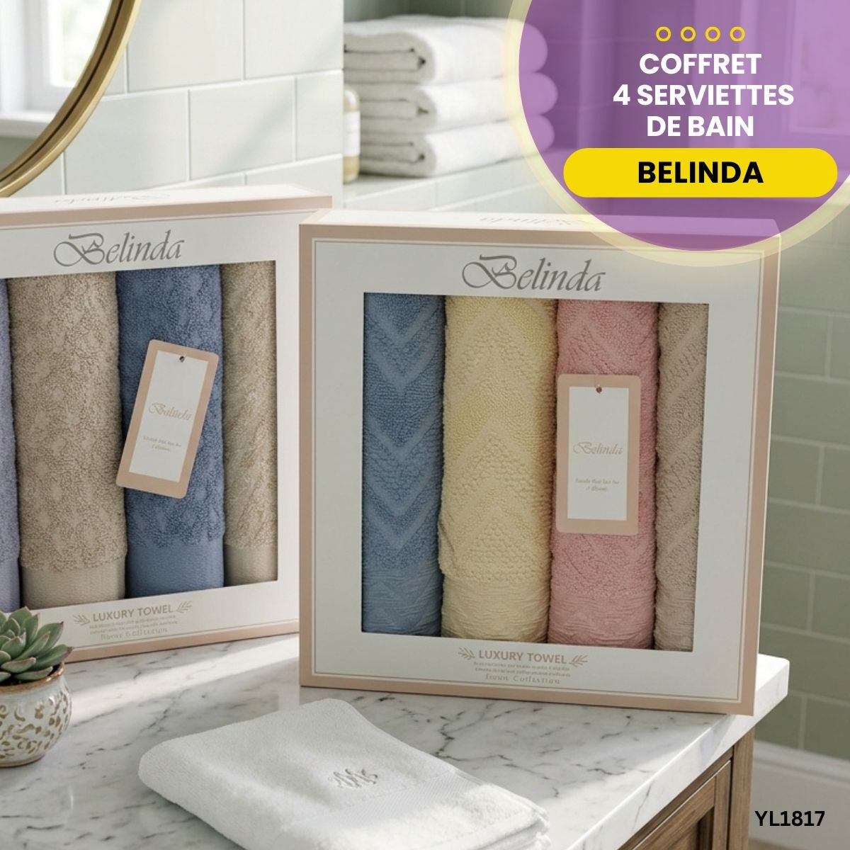Coffret 4 Serviettes de Bain Belinda YL1817