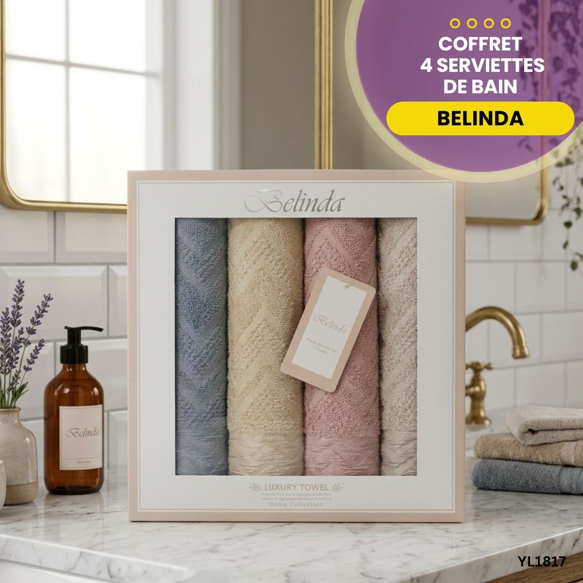 Coffret 4 Serviettes de Bain Belinda YL1817 – Image 3