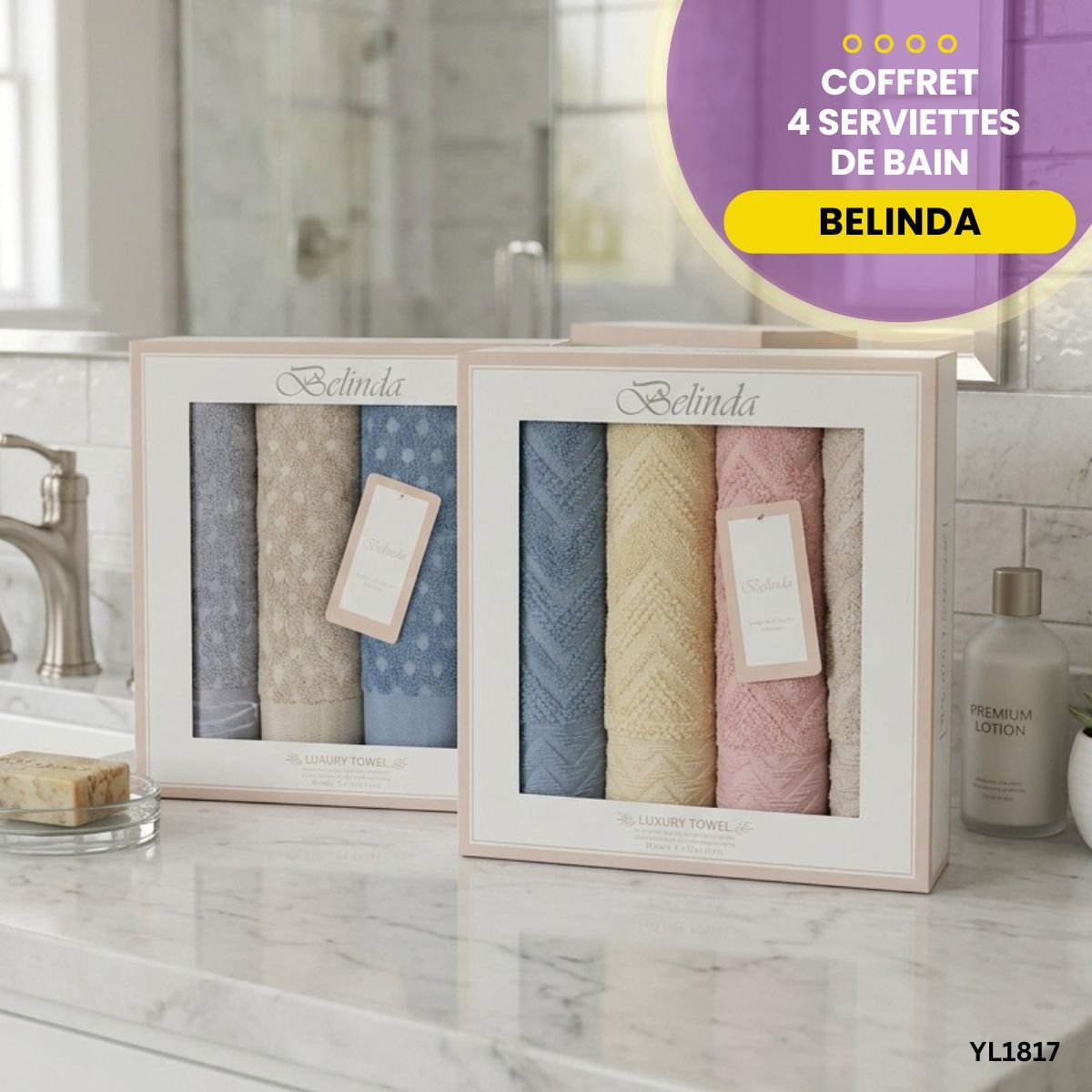 Coffret 4 Serviettes de Bain Belinda YL1817 – Image 2