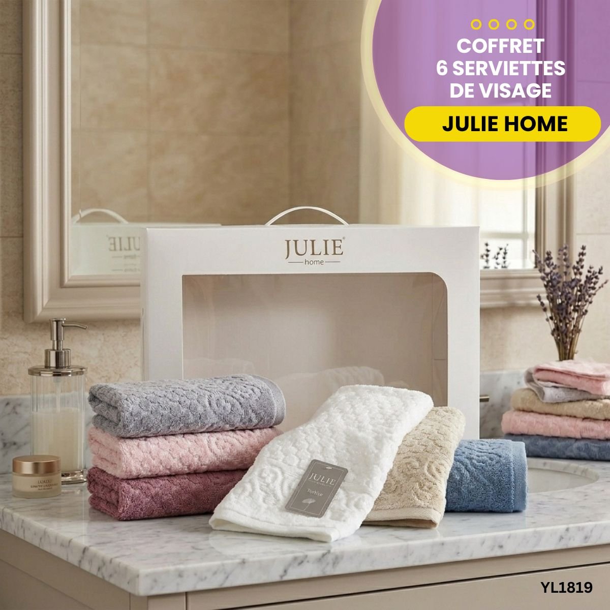 Coffret 6 Serviettes de Visage Julie YL1819 – Image 3