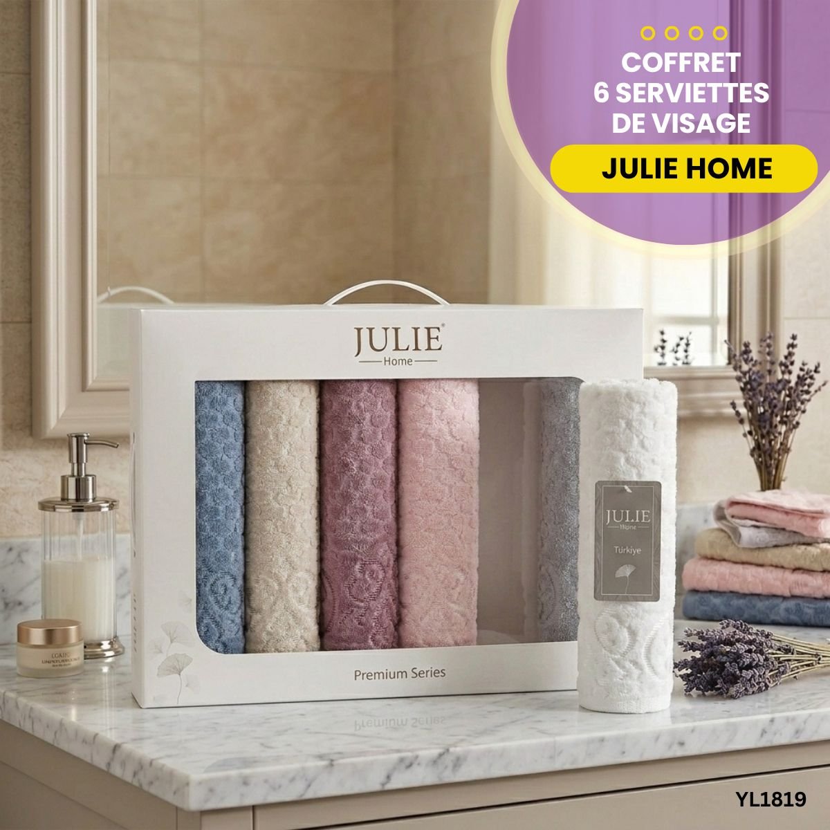 Coffret 6 Serviettes de Visage Julie YL1819 – Image 2