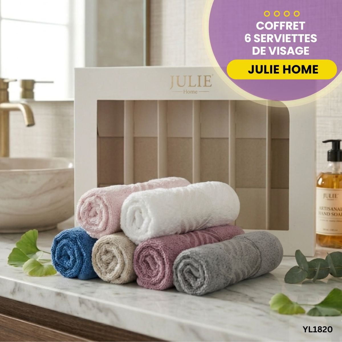 Coffret 6 Serviettes de Visage Julie YL1820 – Image 2