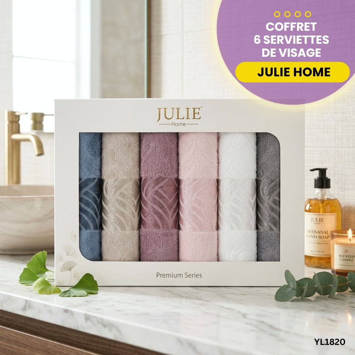 Coffret 6 Serviettes de Visage Julie YL1820