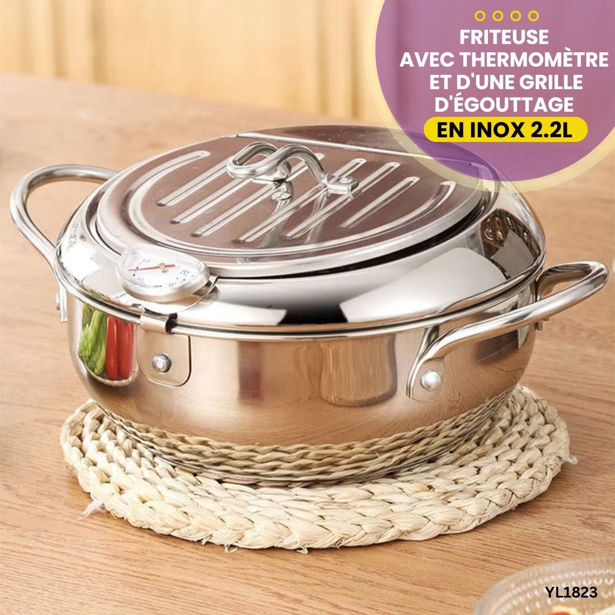 Friteuse 2.2L avec thermomètre YL1823 – Image 2
