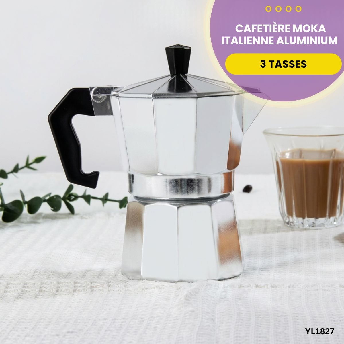 Cafetière Moka Aluminium 3 Tasses YL1827 – Image 4
