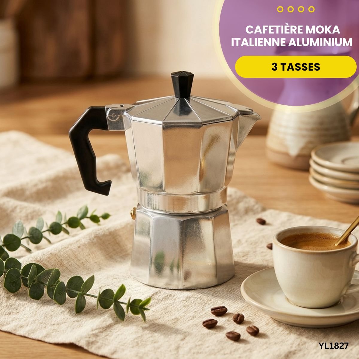 Cafetière Moka Aluminium 3 Tasses YL1827