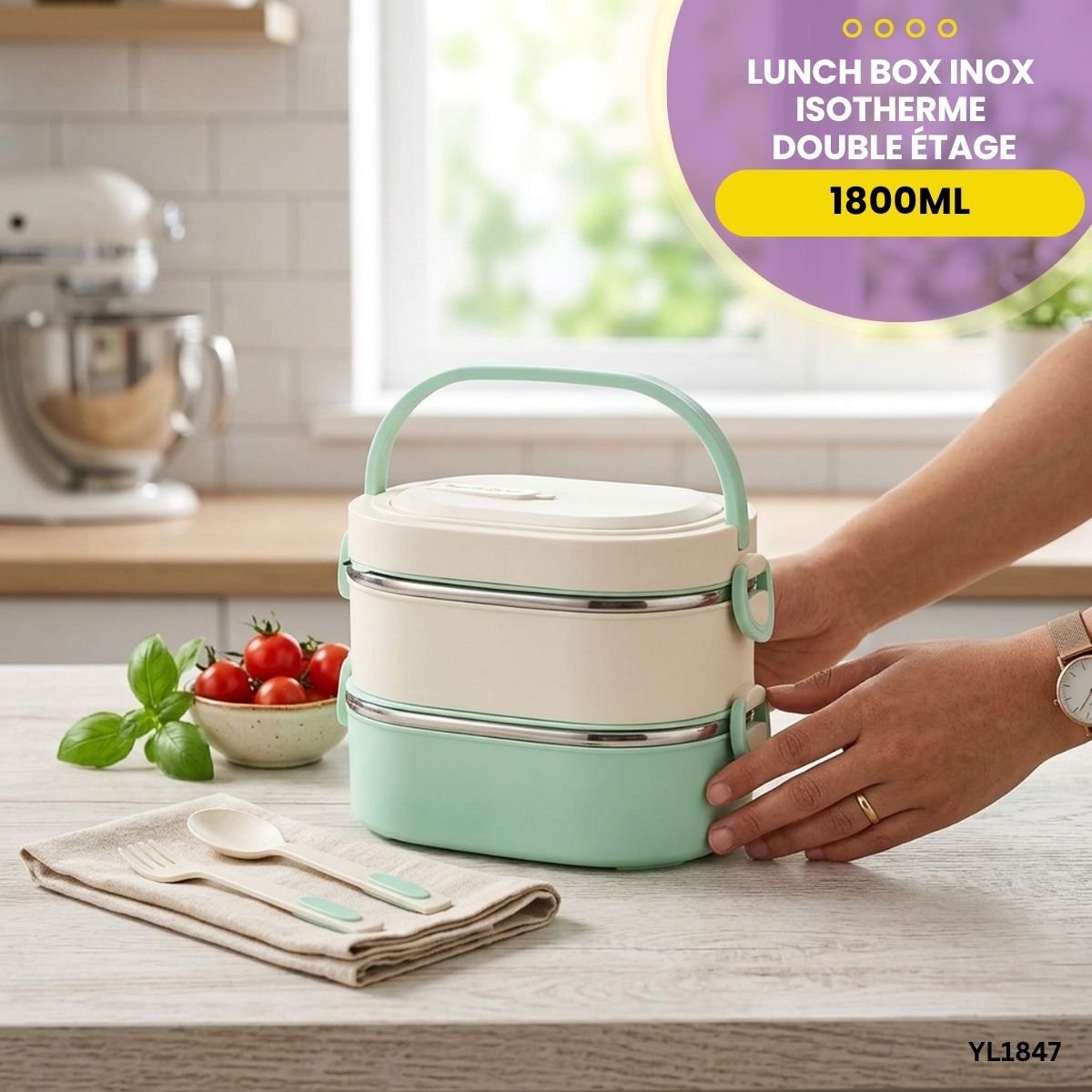 Lunch Box Inox Isotherme Double Étage YL1847 – Image 2