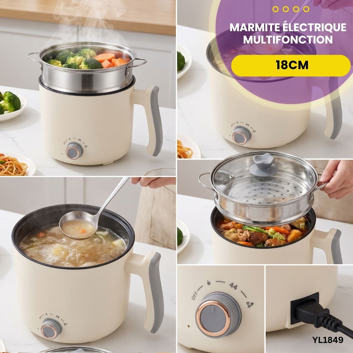 Marmite Électrique Multifonction 18cm YL1849 – Image 2