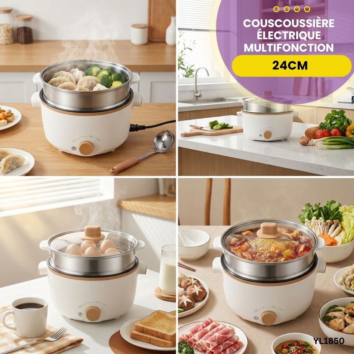 Couscoussière Électrique 24cm YL1850 – Image 3