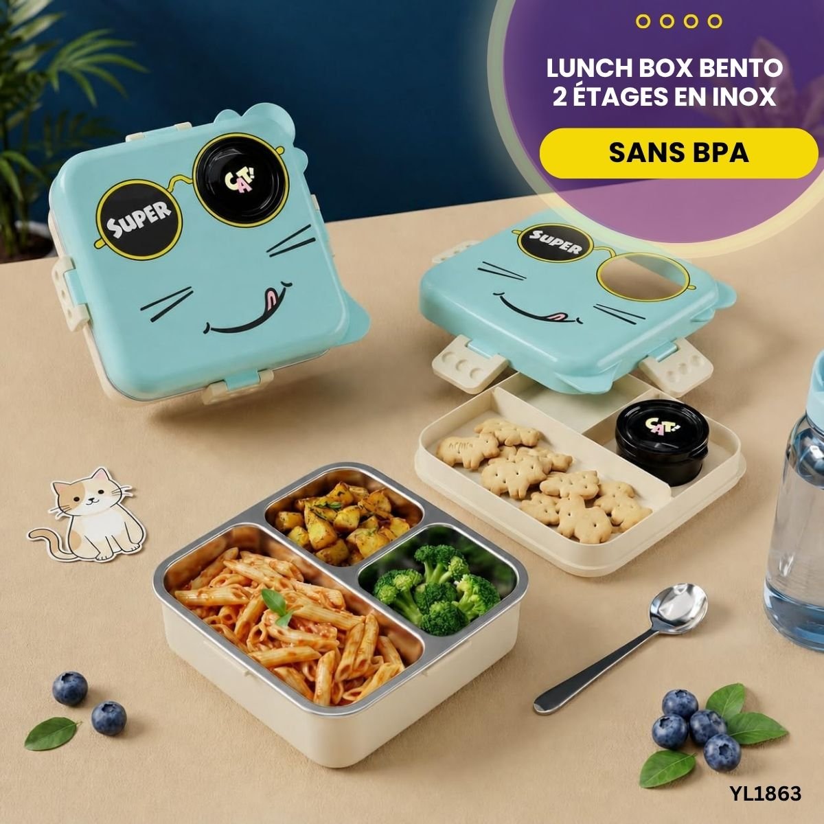Lunch box 2 étages Inox sans BPA YL1863