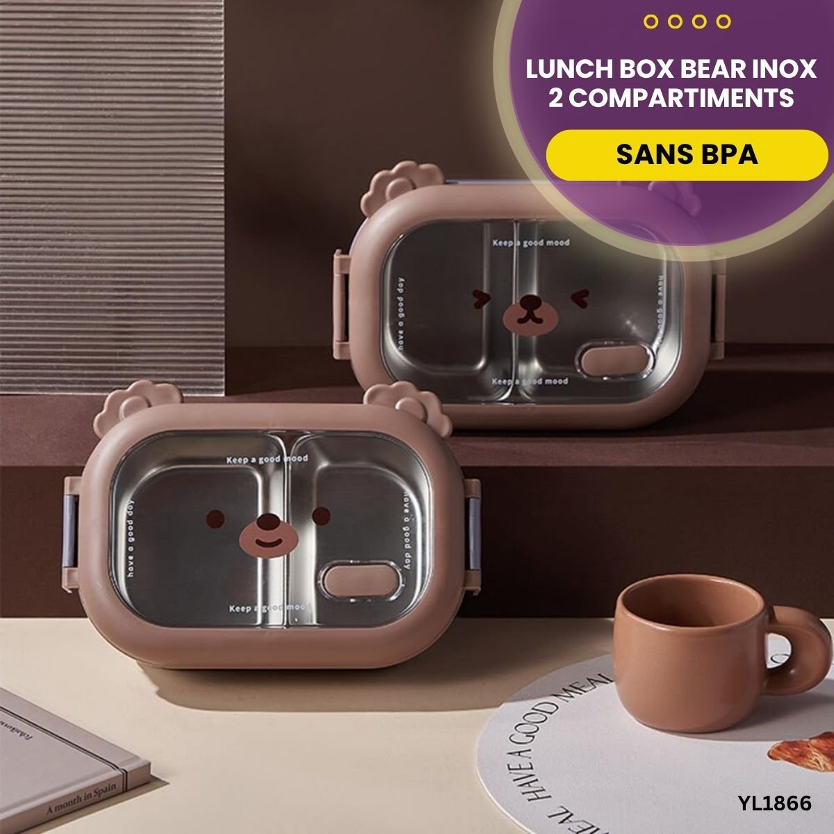 Lunch box Bear Inox 2 Compartiments YL1866 – Image 4